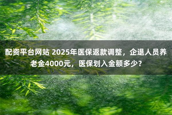 配资平台网站 2025年医保返款调整，企退人员养老金4000元，医保划入金额多少？