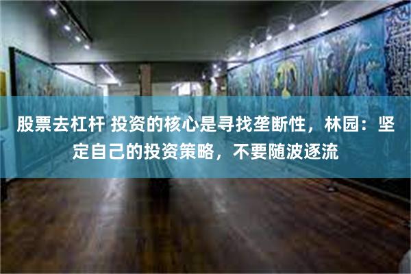 股票去杠杆 投资的核心是寻找垄断性，林园：坚定自己的投资策略，不要随波逐流